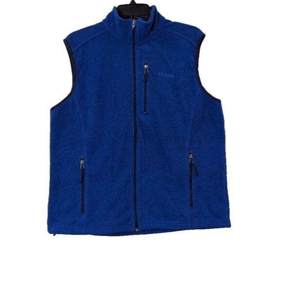 L.L.Bean Mens Size M Reg Blue 100% Polyester Sleeveless Full Zip Vest Jacket - Picture 1 of 7